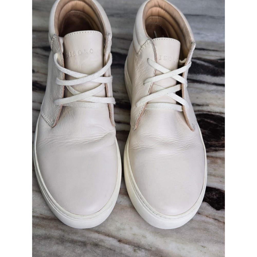 Nisolo Leather Chukka Sneakers Bone Off-White Mid Top Lace‎ Up Mens Shoes 9.5